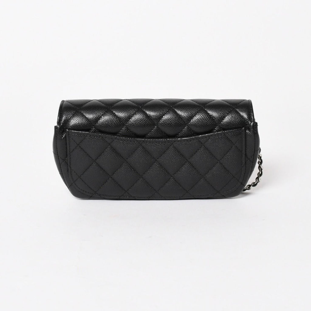 Chanel Classic Eyewear Case CC Logo Caviar Leather Black Silver — view 3