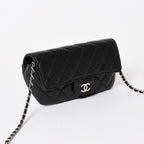 Chanel Classic Eyewear Case CC Logo Caviar Leather Black Silver — view 4