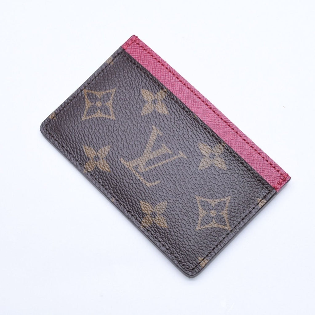 Louis Vuitton Card Case Porte Cartes Simple Monogram Canvas Brown Fuchsia — view 4