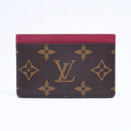 Louis Vuitton Card Case Porte Cartes Simple Monogram Canvas Brown Fuchsia — view 2
