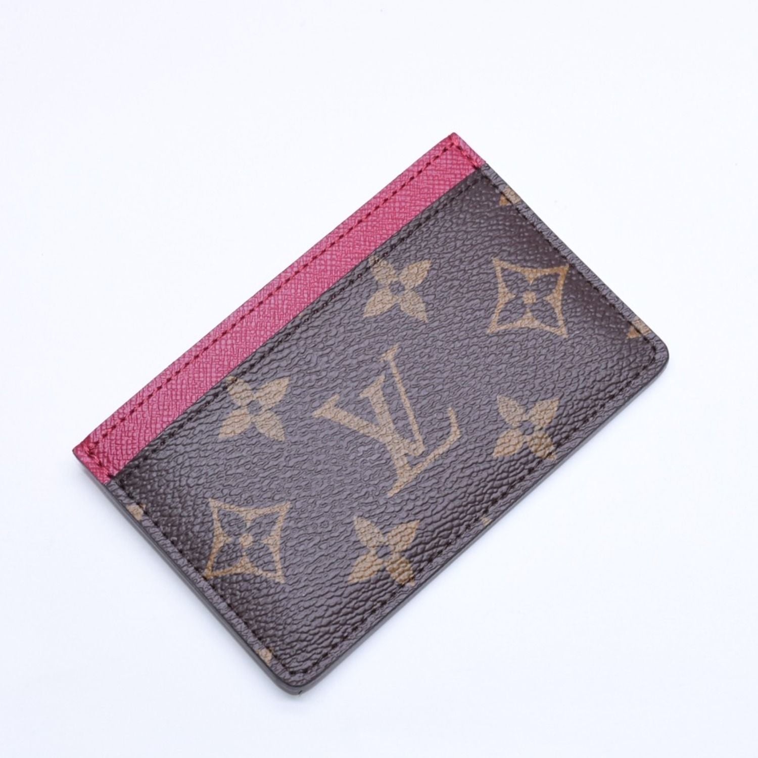 Louis Vuitton Card Case Porte Cartes Simple Monogram Canvas Brown Fuchsia — view 5