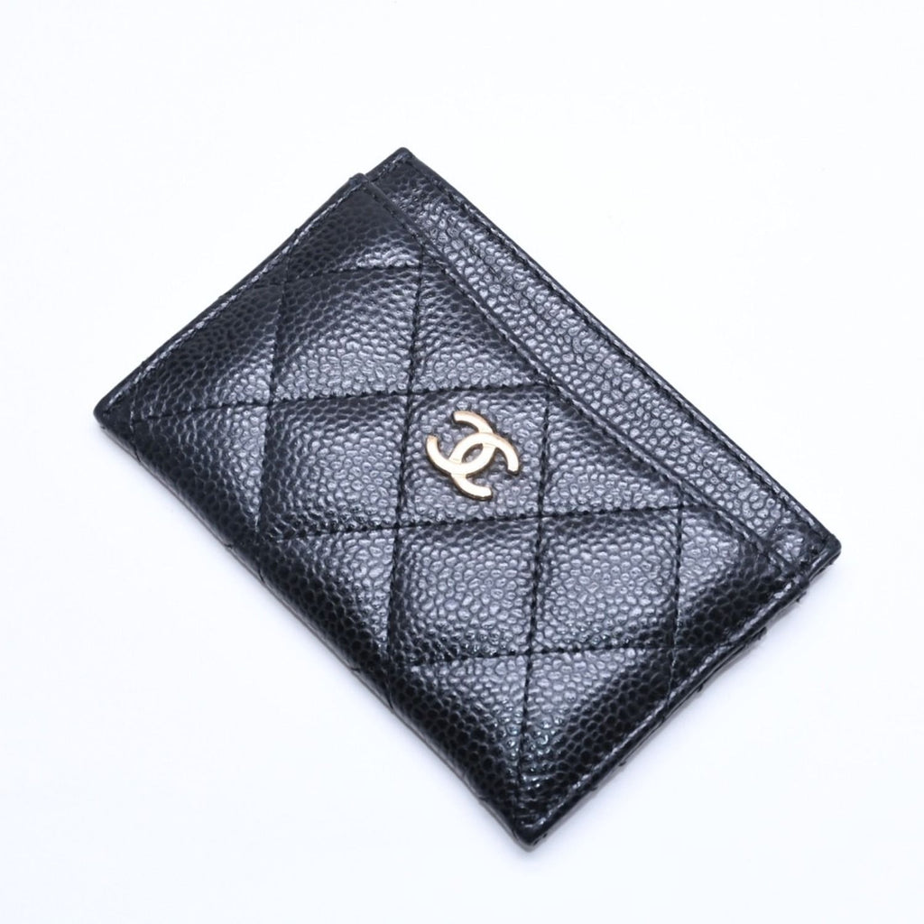 Chanel Classic Card Case Caviar Leather Quilted Black CC Logo Random Serial — view 4
