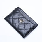 Chanel Classic Card Case Caviar Leather Quilted Black CC Logo Random Serial — view 4