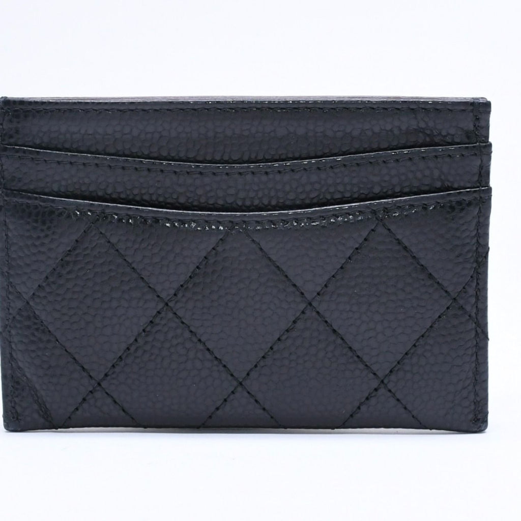 Chanel Classic Card Case Caviar Leather Quilted Black CC Logo Random Serial — view 3