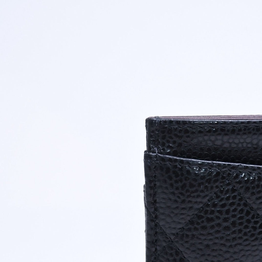 Chanel Classic Card Case Caviar Leather Quilted Black CC Logo Random Serial — view 8