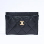 Chanel Classic Card Case Caviar Leather Quilted Black CC Logo Random Serial — view 2