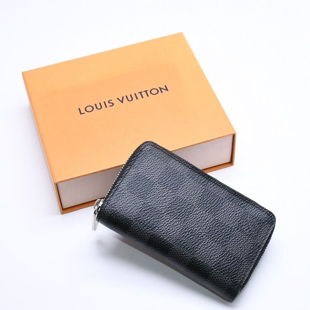 Louis Vuitton Wallet Zippy Coin Purse Card Case Mini Black Damier Graphite