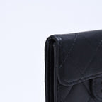 Chanel Quilted Coin Card Holder Purse CC Logo Lambskin Silver — view 8
