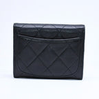 Chanel Quilted Coin Card Holder Purse CC Logo Lambskin Silver — view 2