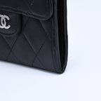 Chanel Quilted Coin Card Holder Purse CC Logo Lambskin Silver — view 7