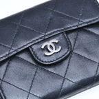 Chanel Quilted Coin Card Holder Purse CC Logo Lambskin Silver — view 5