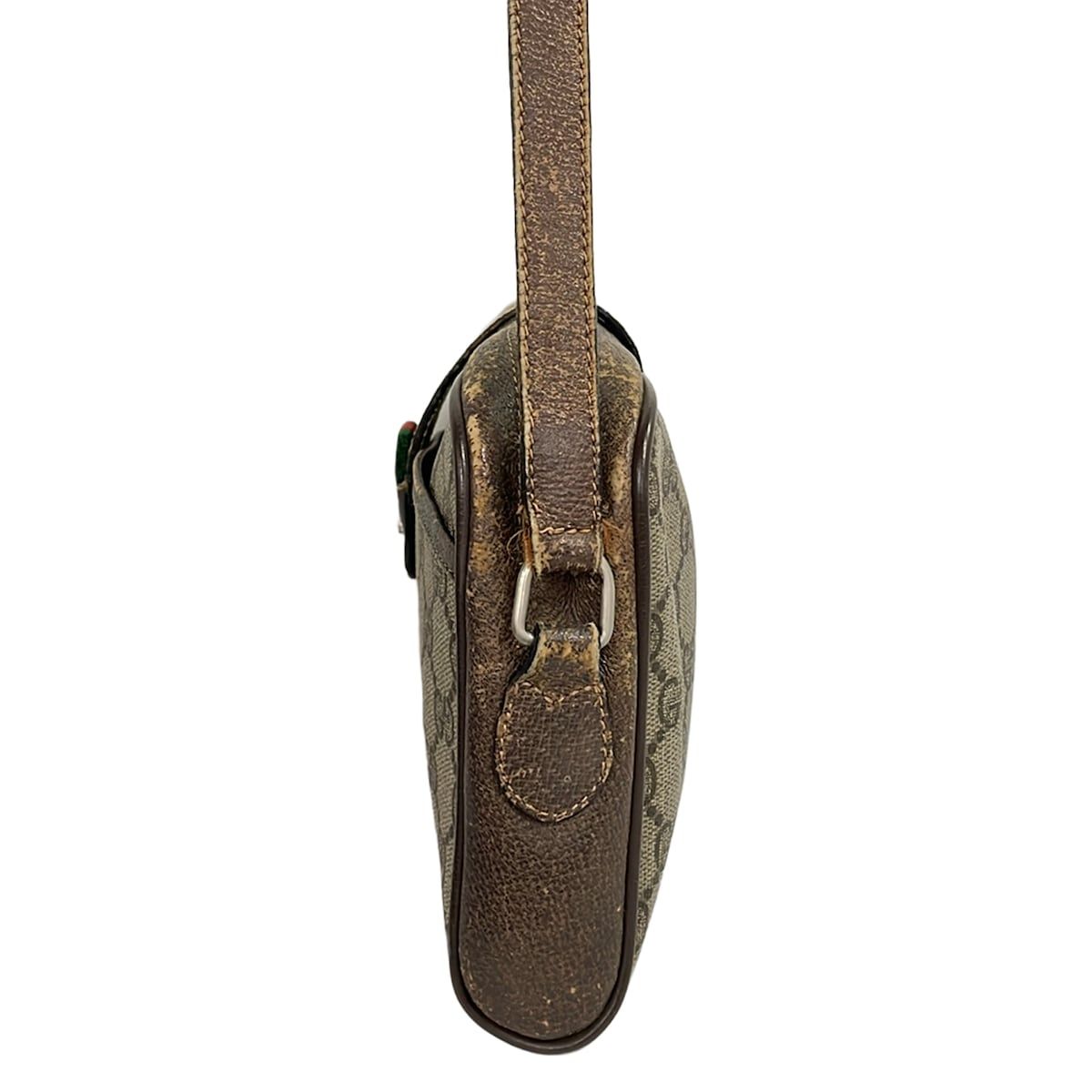 Gucci Shoulder Bag Vintage Beige Dark Brown Leather — view 4