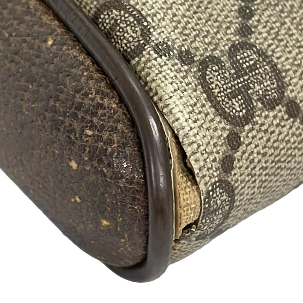 Gucci Shoulder Bag Vintage Beige Dark Brown Leather — view 6