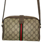 Gucci Shoulder Bag Vintage Beige Dark Brown Leather — view 3