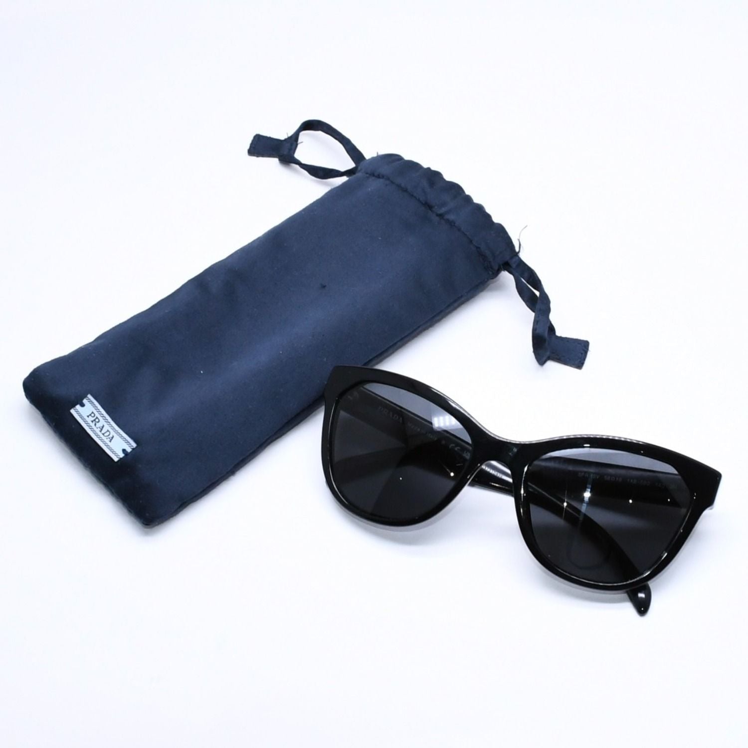 Prada Sunglasses Eyewear Cat Eye 19 Black Silver Logo
