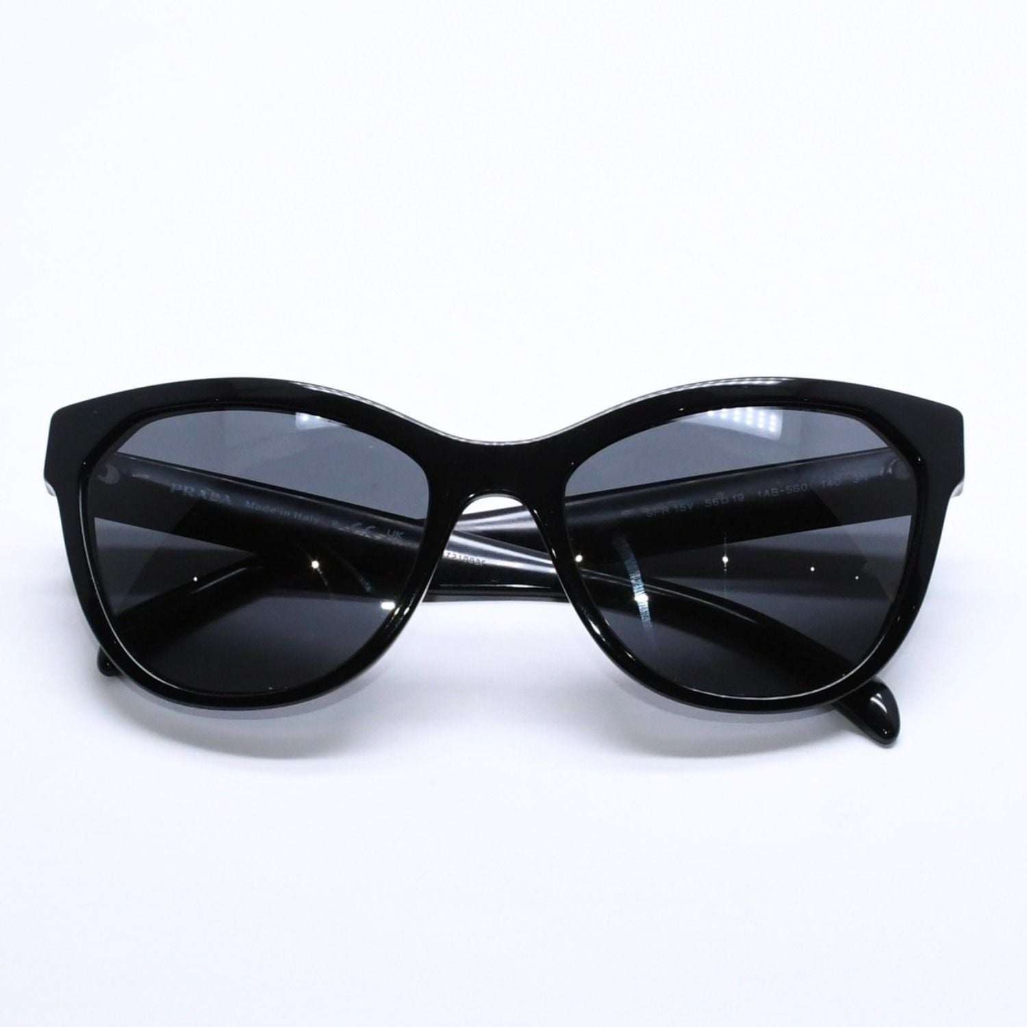 Prada Sunglasses Eyewear Cat Eye 19 Black Silver Logo — view 2