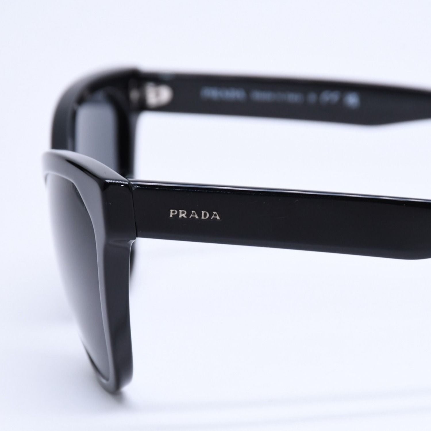 Prada Sunglasses Eyewear Cat Eye 19 Black Silver Logo — view 7