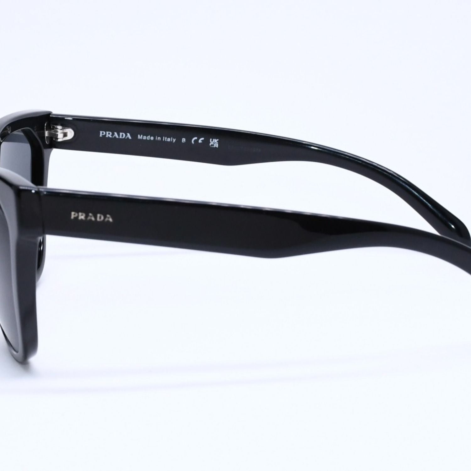 Prada Sunglasses Eyewear Cat Eye 19 Black Silver Logo — view 6
