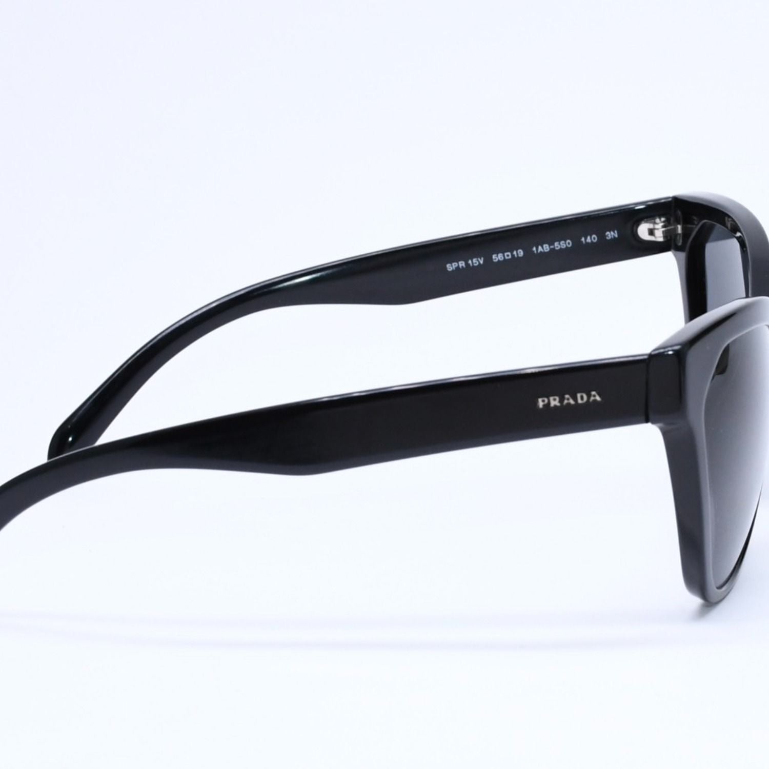 Prada Sunglasses Eyewear Cat Eye 19 Black Silver Logo — view 5