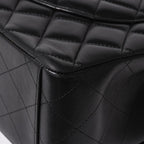 Chanel Maxi Quilted 33 Double Flap Chain Shoulder Bag CC Logo Lambskin Black — view 8