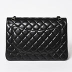 Chanel Maxi Quilted 33 Double Flap Chain Shoulder Bag CC Logo Lambskin Black — view 2