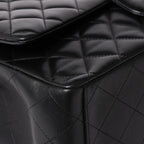 Chanel Maxi Quilted 33 Double Flap Chain Shoulder Bag CC Logo Lambskin Black — view 7