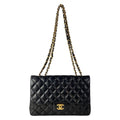 Chanel Shoulder Bag Maxi Quilted Black Chain Gold Lambskin