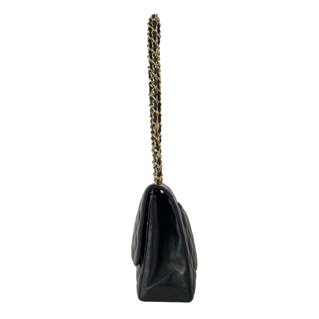 Chanel Shoulder Bag Maxi Quilted Black Chain Gold Lambskin — view 4