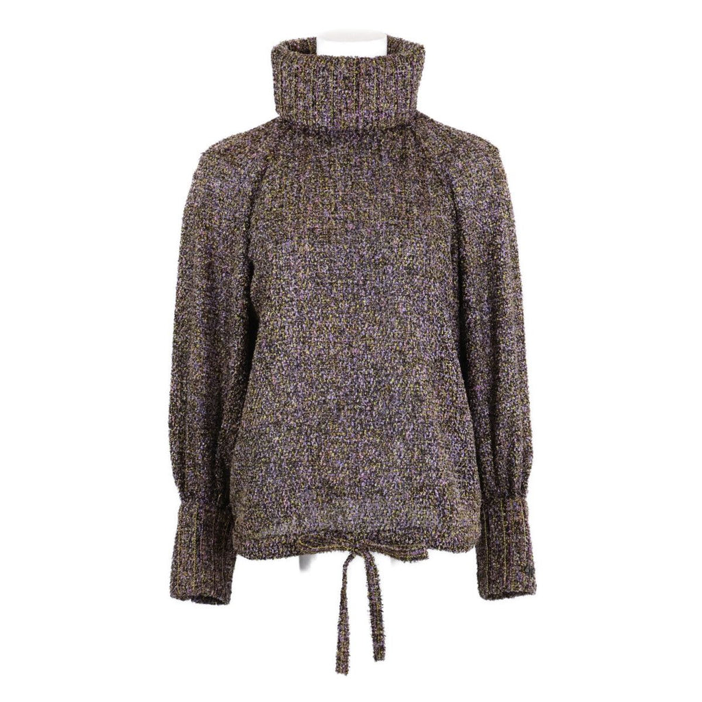 Chanel Calf CC Logo Turtleneck Shaggy Long Sleeve Top 36