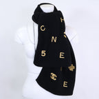 Chanel Clover CC Logo Embroidery Cashmere Scarf — view 7