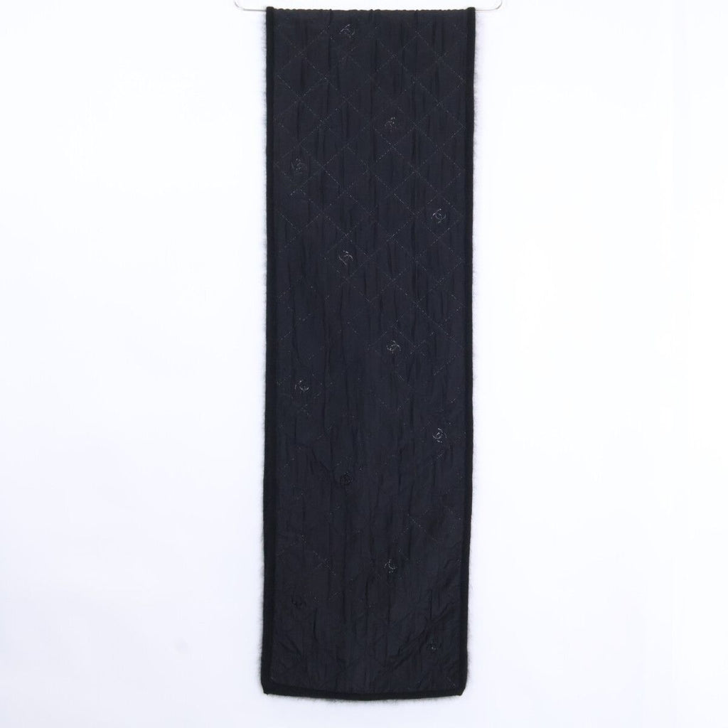 Chanel Wool Silk Angora Lame CC Logo Embroidery Scarf — view 3