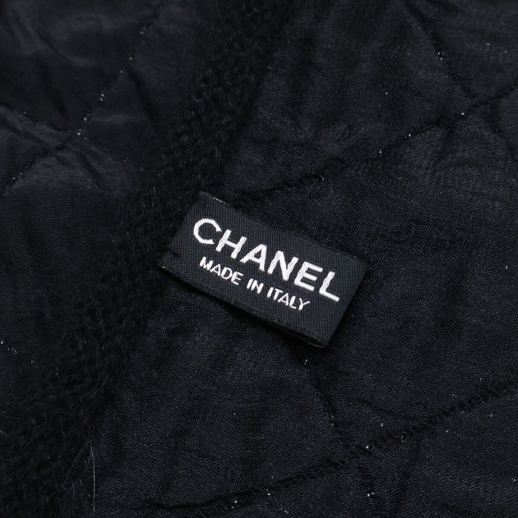 Chanel Wool Silk Angora Lame CC Logo Embroidery Scarf — view 5