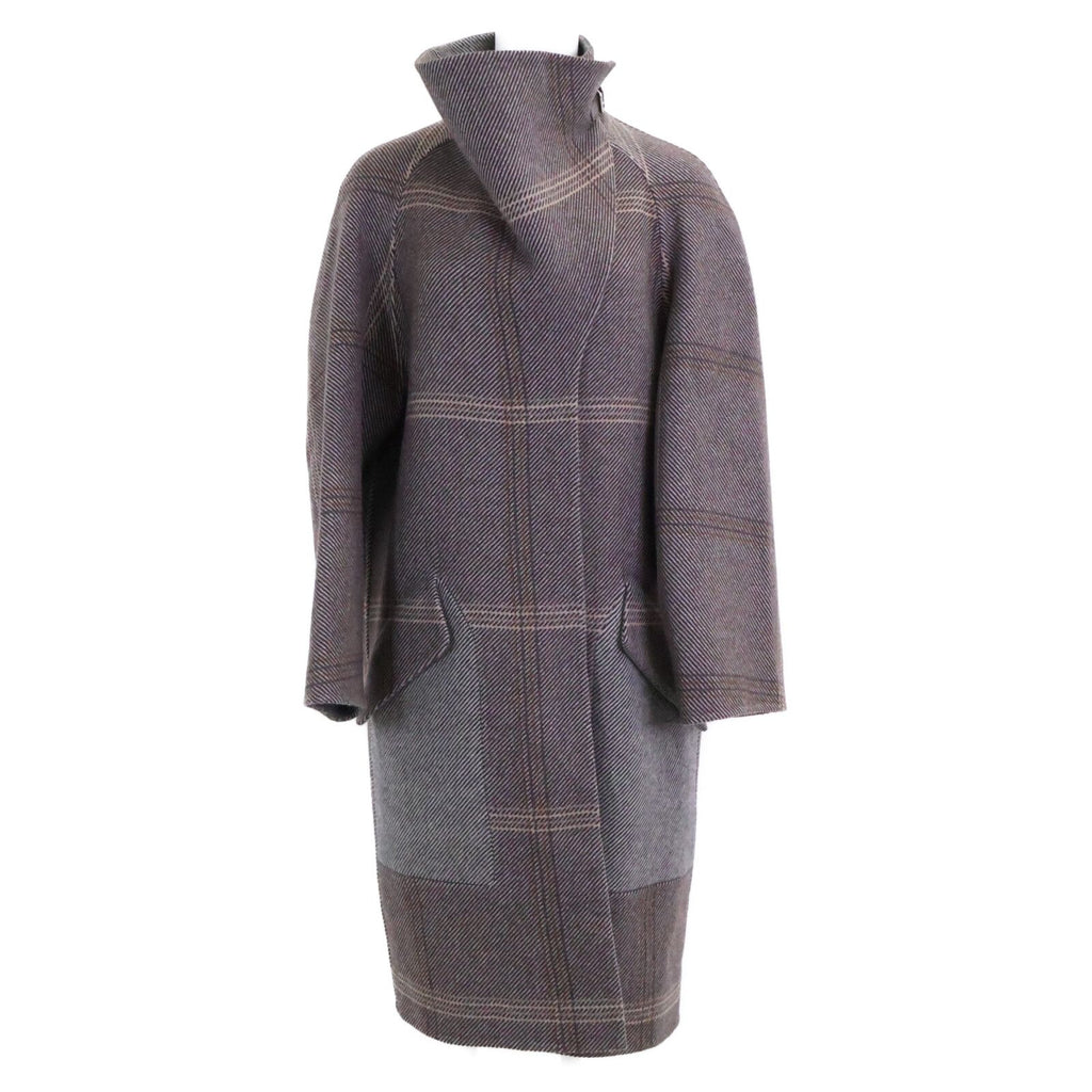 Hermes Check Cashmere 100% Stand Color 36 Jacket