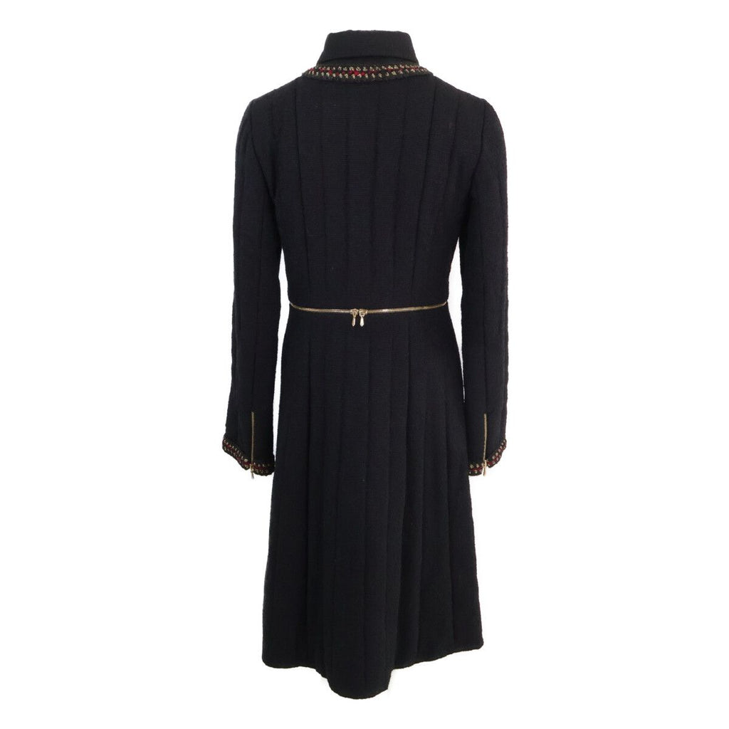 Chanel Black Wool Silk 2-Way Zip Up Long 36 Jacket — view 3