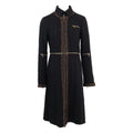 Chanel Black Wool Silk 2-Way Zip Up Long 36 Jacket