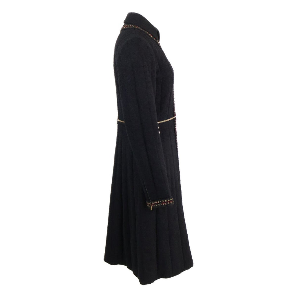 Chanel Black Wool Silk 2-Way Zip Up Long 36 Jacket — view 4