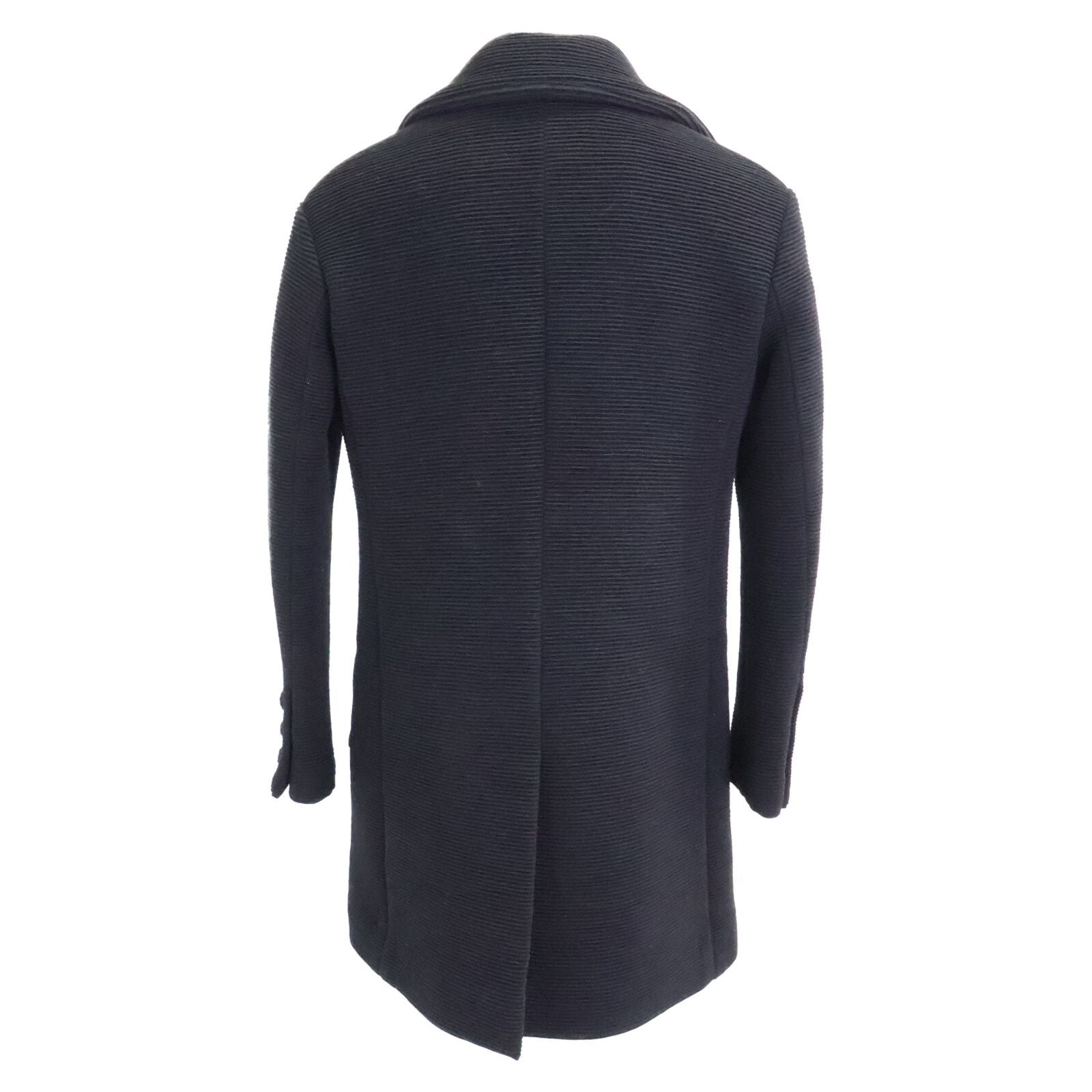 Chanel Wool Silk Lining Lion Button Double Breasted Ribbed Jersey Long Jacket 34 — view 3