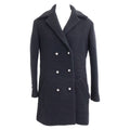 Chanel Wool Silk Lining Lion Button Double Breasted Ribbed Jersey Long Jacket 34