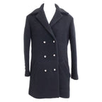 Chanel Wool Silk Lining Lion Button Double Breasted Ribbed Jersey Long Jacket 34