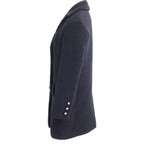 Chanel Wool Silk Lining Lion Button Double Breasted Ribbed Jersey Long Jacket 34 — view 2