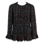Chanel Zip Up Tweed Fringe Color 40 Jacket
