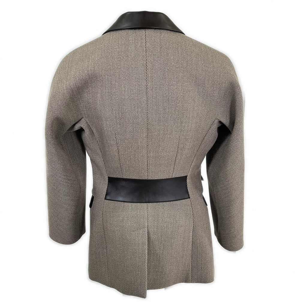 Hermes Like U-le Lambskin Silk Lining Series Button Inner Belt Jacket Blazer 34 — view 3