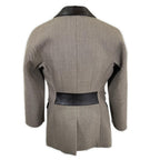Hermes Like U-le Lambskin Silk Lining Series Button Inner Belt Jacket Blazer 34 — view 3