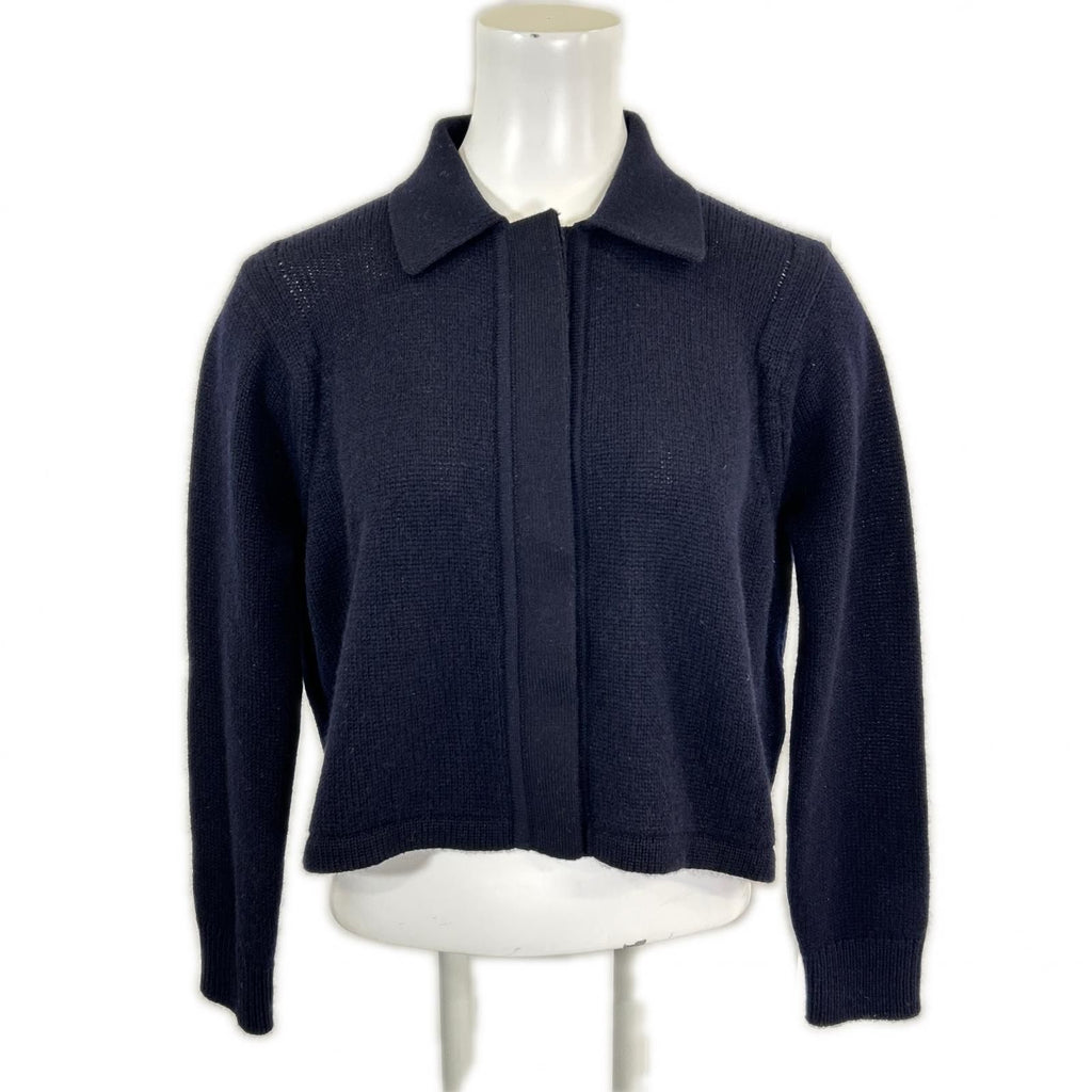 Hermes Cashmere 100 Series Button Cropped Shirt Knit Cardigan 34