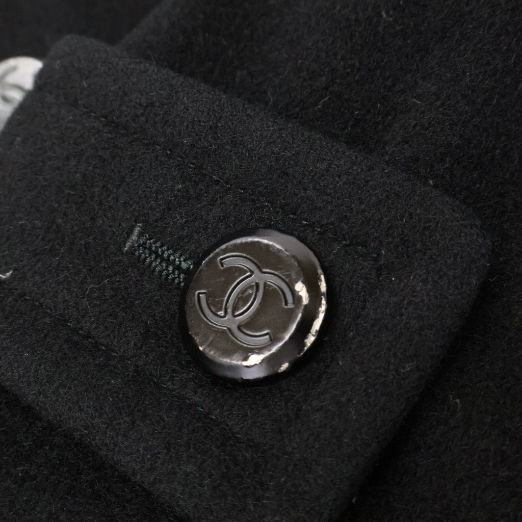 Chanel CC Logo Button Cashmere Double Breasted Long 42 Jacket — view 8