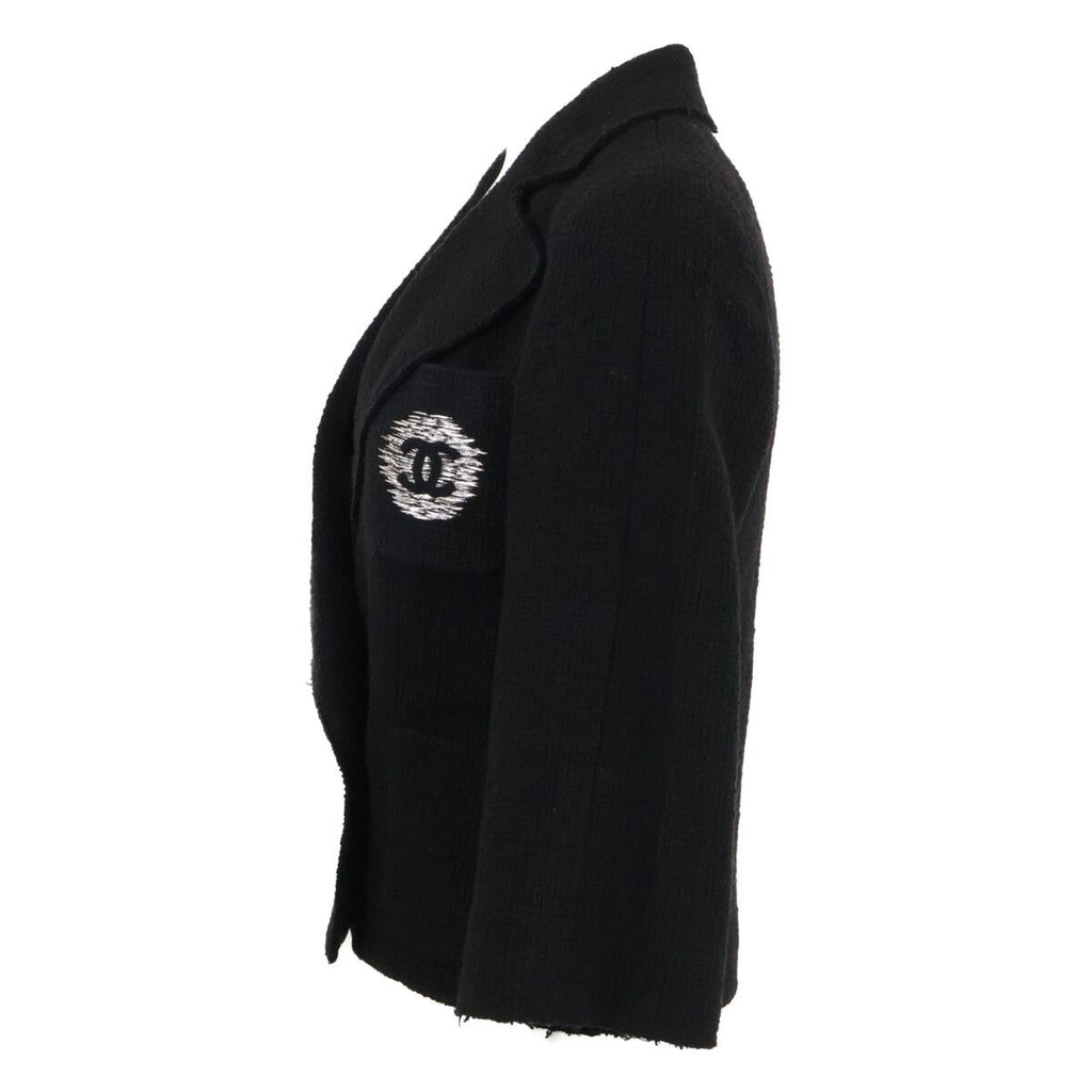 Chanel CC Logo Button Embroidery Tweed Jacket 34 — view 2