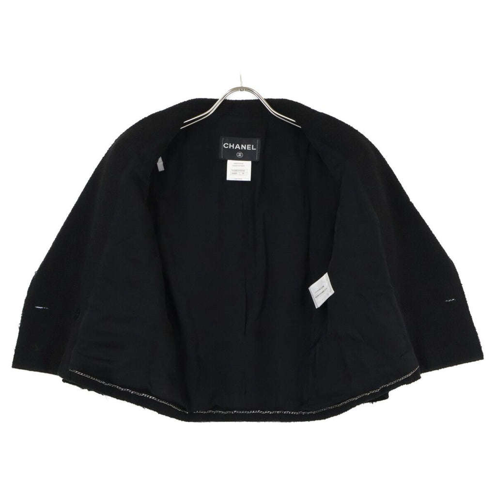 Chanel CC Logo Button Embroidery Tweed Jacket 34 — view 4