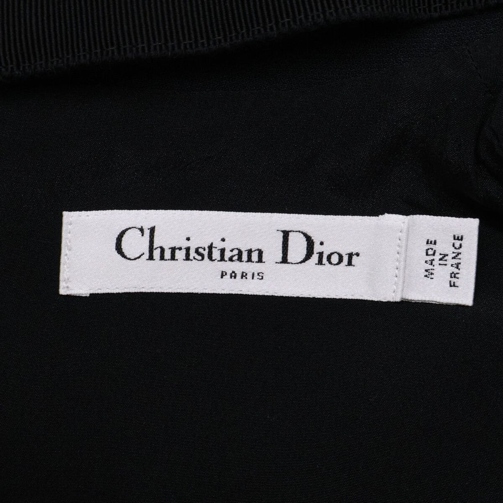Dior Pearl &chain Embroidered Lace Collar Silk Mixed Wool Dress — view 7