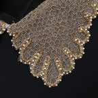 Dior Pearl &chain Embroidered Lace Collar Silk Mixed Wool Dress — view 5