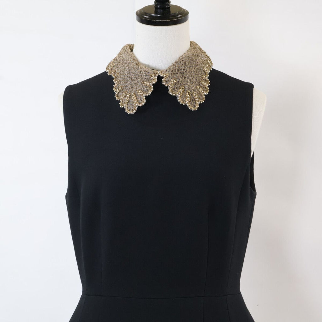 Dior Pearl &chain Embroidered Lace Collar Silk Mixed Wool Dress — view 6